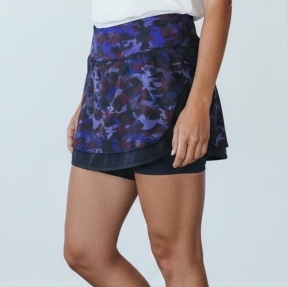 Lululemon Pace Rival Short Purple Burgundy Camo Tennis Running Skort Size 6